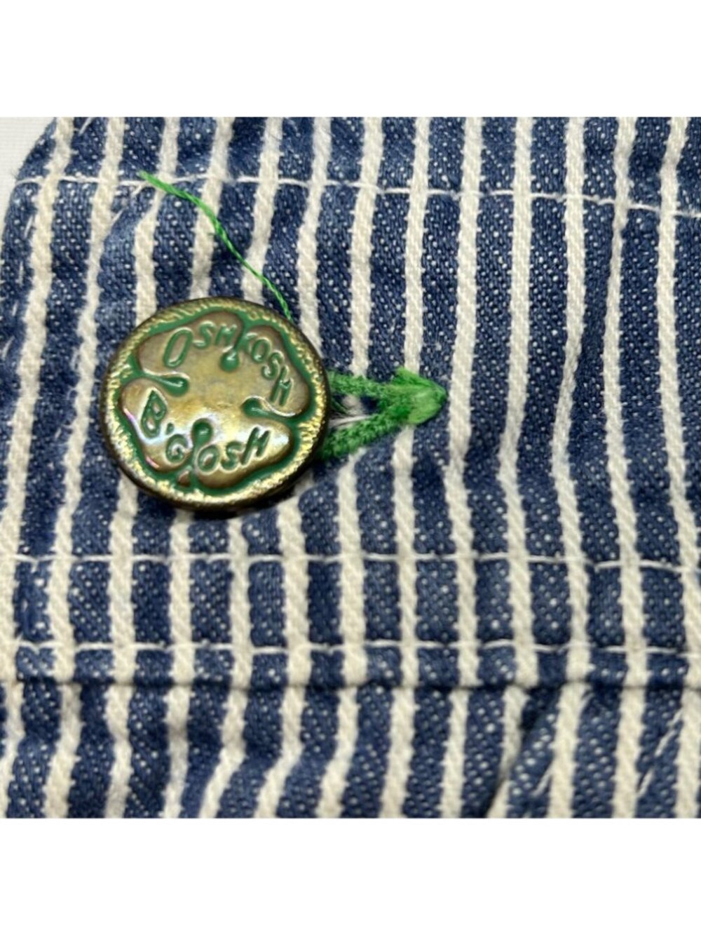 Vintage OshKosh BGosh Sanforized Blue & White Striped Overalls Adjustable Straps - Picture 5 of 16